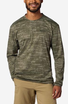 Marmot AirExchange SolarShield UPF Long Sleeve Crewneck T-Shirt in Olive Grove Lagos at Nordstrom, Size Large