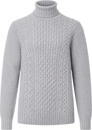Drumohr Intricately Textured Aran Knit Turtleneck Sweater