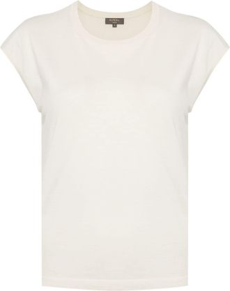 N.Peal round-neck short-sleeve T-shirt - women - Cotton/Cashmere/Silk - M - Neutrals