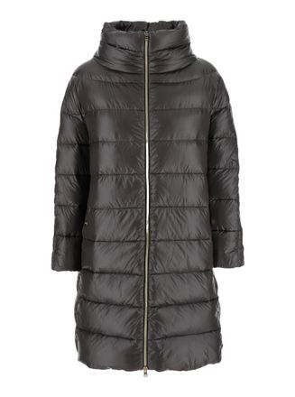 Herno Grey Quilted Mock Collar Jacket
