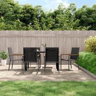 Berkfield Home 7 Piece Garden Dining Set Black Textilene & Steel