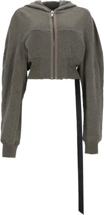 Rick Owens Collage Gimp Hoodie - Dames - Vesten met rits - Grijs - XS - Katoen - Hoodies & sweatvesten
