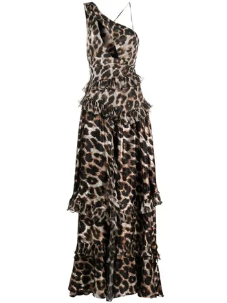 Philipp Plein tiered leopard-print gown - women - Silk/Silk/Acrylic/Polyester/Spandex/Elastane - M - 17 LEOPARD