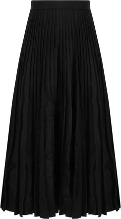 Balenciaga Wollen Midi Rok met Achterrits - Dames - Midirokken - Zwart - S - Wol - Rokken