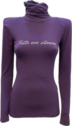Giulia N Couture Paarse Coltrui Trui - Dames - Coltruien - Paars - 2XS - Truien & Vesten