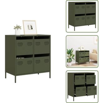 vidaXL Credenza per ufficio - vidaXL Credenza Verde Oliva 68x39x73,5 cm in Acciaio Laminato a Freddo - Credenza con cassetti