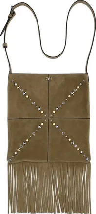 Valentino Garavani Borsa a spalla Nellc&ocirc;te con borchie - Marrone