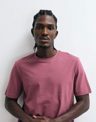 Boss Orange by Hugo Boss T-shirt con logo sul petto in berry-Rosso
