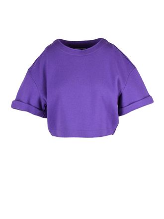 Ni&ugrave; Purple Virgin Wool-Blend Cropped Sweatshirt