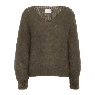 Americandreams Milana LS Mohair Knit - Dames - V-hals truien - Grijs - L - Wol - Truien & Vesten