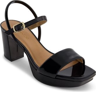 Bernardo Womens Bernardo Canto Strappy Black Patent Leather Platform Sandals HAWK2550
