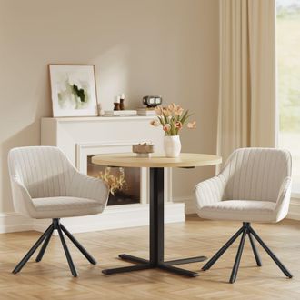 Songmics Sill&oacute;n giratorio con reposabrazos de terciopelo beige y negro