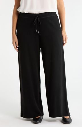 Lyss&eacute; Odessa Reversible Pull-On Wide Leg Pants in Black/Pearl Grey Melange at Nordstrom, Size 1 X