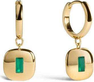 Monica Vinader Small Gemdrop Hoop Earrings in 18K Gold Vermeil /Green Onyx at Nordstrom