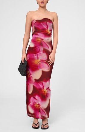 Rachel Roy Isola Strapless Mesh Maxi Dress in Dark Red at Nordstrom, Size X-Large
