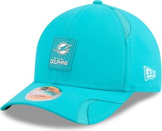 New Era Mens Aqua Miami Dolphins 2025 Sideline M-Crown 9FORTY Adjustable Hat