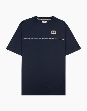 Aquascutum Mens Aquascutum Club Check Piping T Shirt Navy 11 - Black - Size: 36