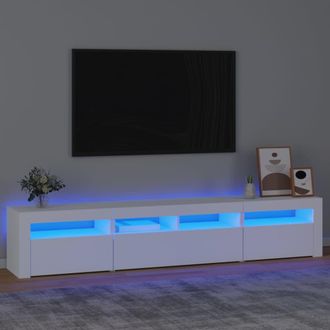 Berkfield Home TV Cabinet with LED Lights White 210x35x40 cm | Size: 210 x 35 x 40 cm