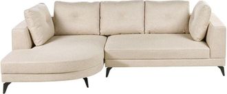 Beliani Corner Sofa 3 Seater MARUM Faux Linen Light Beige Right Hand