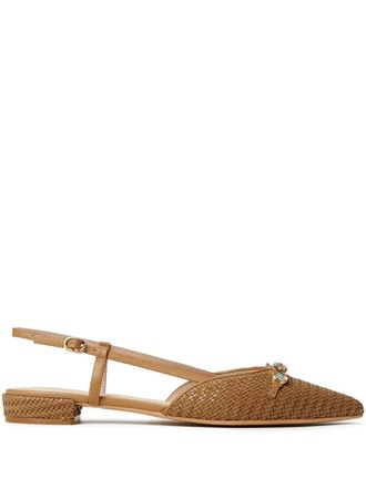 Twin-Set woven slingback flats - women - Polyurethane/Rubber/Polyurethane/Calf Leather/Goat Skin - 39 - Neutrals