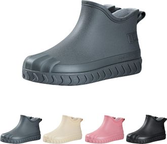 Generic Wellington Womens Rain Boots Waterproof Ankle Boots with Anti-Slip Traction Outdoor Casual Rubber Water Shoes for Boating, Camping, Farming, Outdoor W