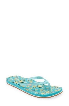 Sanuk Yoga Joy Floral Flip Flop in Aqua Splash at Nordstrom Rack, Size 10