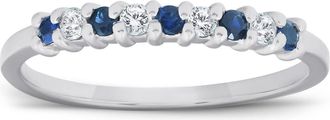 Pompeii3 1/4CT Blue Sapphire & Diamond Wedding Ring 10K White Gold Size Selectable