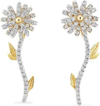 Anabela Chan Orecchini Mini Daisy in oro rosa 14 carati e oro giallo 18 carati con diamanti
