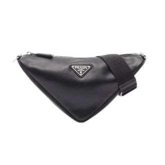 Prada Pre-owned Driehoekige Leren Schoudertas - Dames - Pre-owned - Zwart - Maat: ONE Size Leer