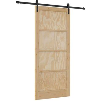 vidaXL Puerta Corredera Manual Natural Y Negro 93 X 211 Cm Vidaxl