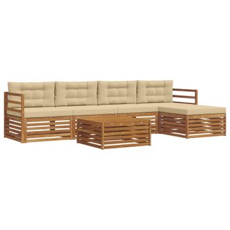 vidaXL Conjunto De Sof&aacute;s De Exterior Con Coj&iacute;n 6 Pcs Natural Y Beige Vidaxl