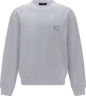 Dolce & Gabbana Logo Plate Crewneck Sweatshirt - Heren - Sweatshirts & Hoodies - Wit - Maat: XL Katoen