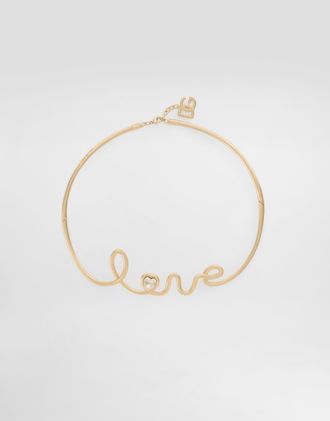 Dolce & Gabbana Semi-rigid Necklace With love Lettering - Woman Bijoux Gold Metal Onesize
