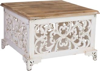 Wanderlust Deco Mesa auxiliar de madera acabado envejecido 59x59x38h cm