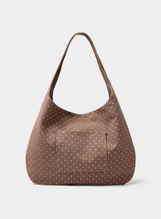 Simons Womens Pin-dot fabric XL hobo bag