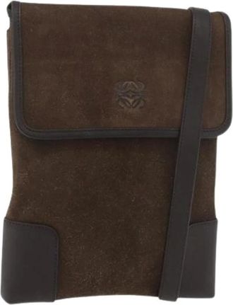 Loewe Pre-owned Cross Body Bags, female, Brown, Size: ONE SIZE Pre-owned Suede Shoulder Bag