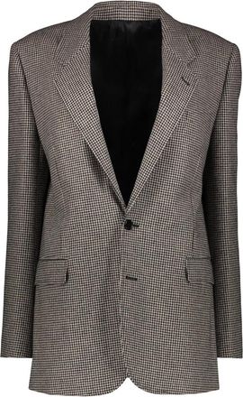 Celine Houndstooth Blazer met Reverskraag en Zakken - Dames - Blazers - Veelkleurig - 2XS - Katoen - Jassen