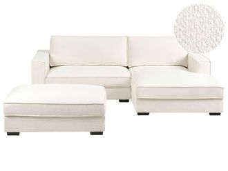 Beliani Sof&aacute; esquinero 2 personas de tejido beige