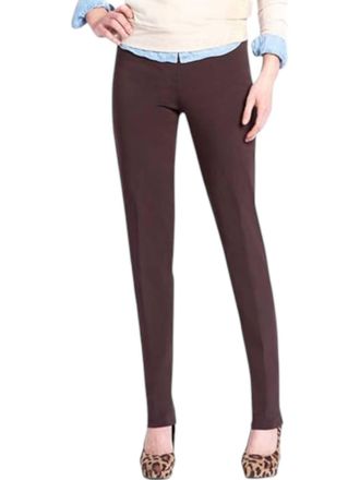 Multiples Narrow Pull-On Straight Leg Pant In Chocolate