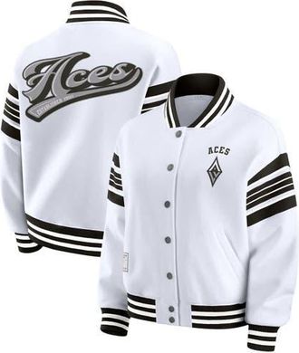 WEAR by Erin Andrews Womens WEAR by Erin Andrews White/Black WNBA Full-Snap Fleece Sweatshirt Jacket at Nordstrom, Size 4X