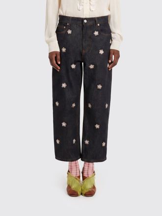 Marni Denim Jeans with Floral Embroidery