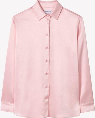 Serena Bute Satin Boyfriend Shirt - Pale Pink