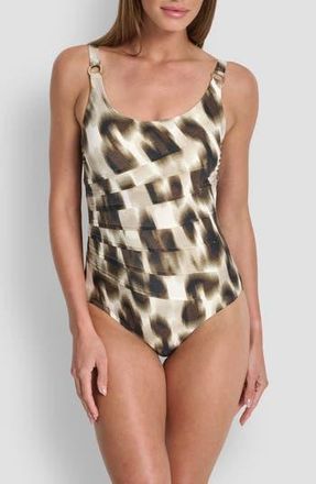 DKNY Starburst One-Piece Swimsuit in Ikat Leopard at Nordstrom Rack, Size Xx-Large