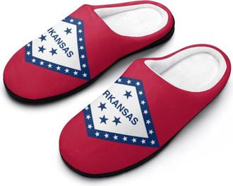 Generic Arkansas State Flag Cotton Slippers for Women Indoor Outdoor Slipper Slip-On Memory Foam Home Shoes