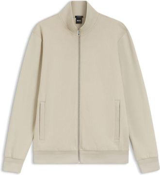 BOSS Zip-up sweatshirt in mercerized stretch-cotton piqu&eacute;