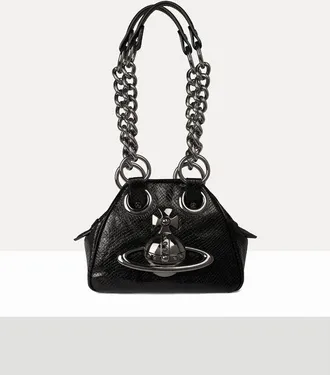 Vivienne Westwood Archive Orb Chain Handbag Python-effect Emboss Black