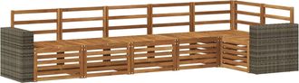 vidaXL Conjunto De Sof&aacute;s De Exterior 6 Uds. Natural Poli&eacute;ster Vidaxl