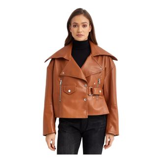 Nanushka Ado Regenerated Leather Jacket - Dames - Zomerjassen - Bruin - S - Leer - Jassen
