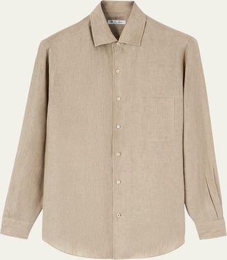 Loro Piana Mens Andre Long-Sleeve Linen Shirt