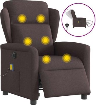 vidaXL Sill&oacute;n Reclinable De Masaje El&eacute;ctrico Tela Marr&oacute;n Oscuro Vidaxl